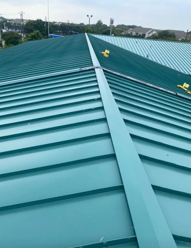 Green commercial metal roof ridge and valley for Metal Roof Repair in Sonoma